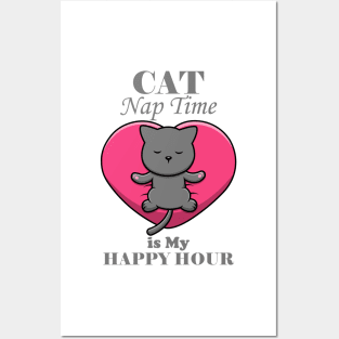 cat and dog naptime is my happy hour Posters and Art